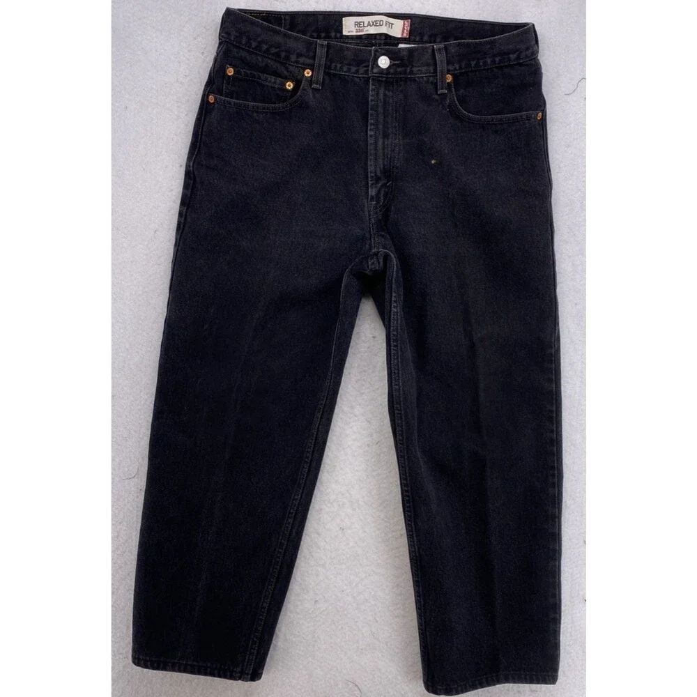 Levi's 550 Relaxed Fit Jeans Mens 36x29 Black Denim 100% Cotton 36x28 Actual